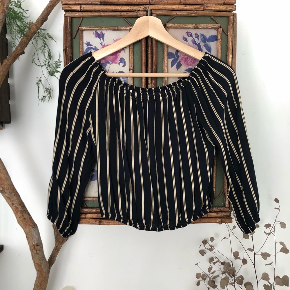 Brandy Melville Striped Off The Shoulder Top